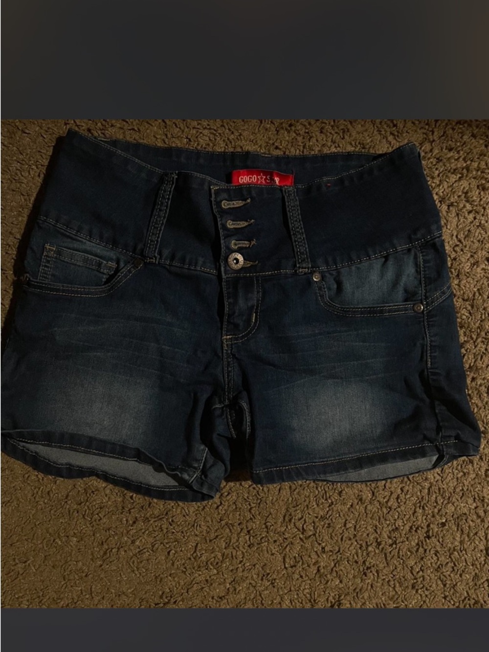 GOGO Women's Dark Blue Denim Jean Shorts